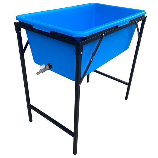 Blue Dog Bath with Drain Valve (WL) and Stand
