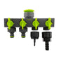 4-Way Valved Splitter Lime with Two Quick Connect, 4mm Barb and 16mm Barb Outlet