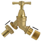Brass Bib Tap Kit with Barb/Quick Connect Outlet, ½” and ¾” BSP Thread Inlet