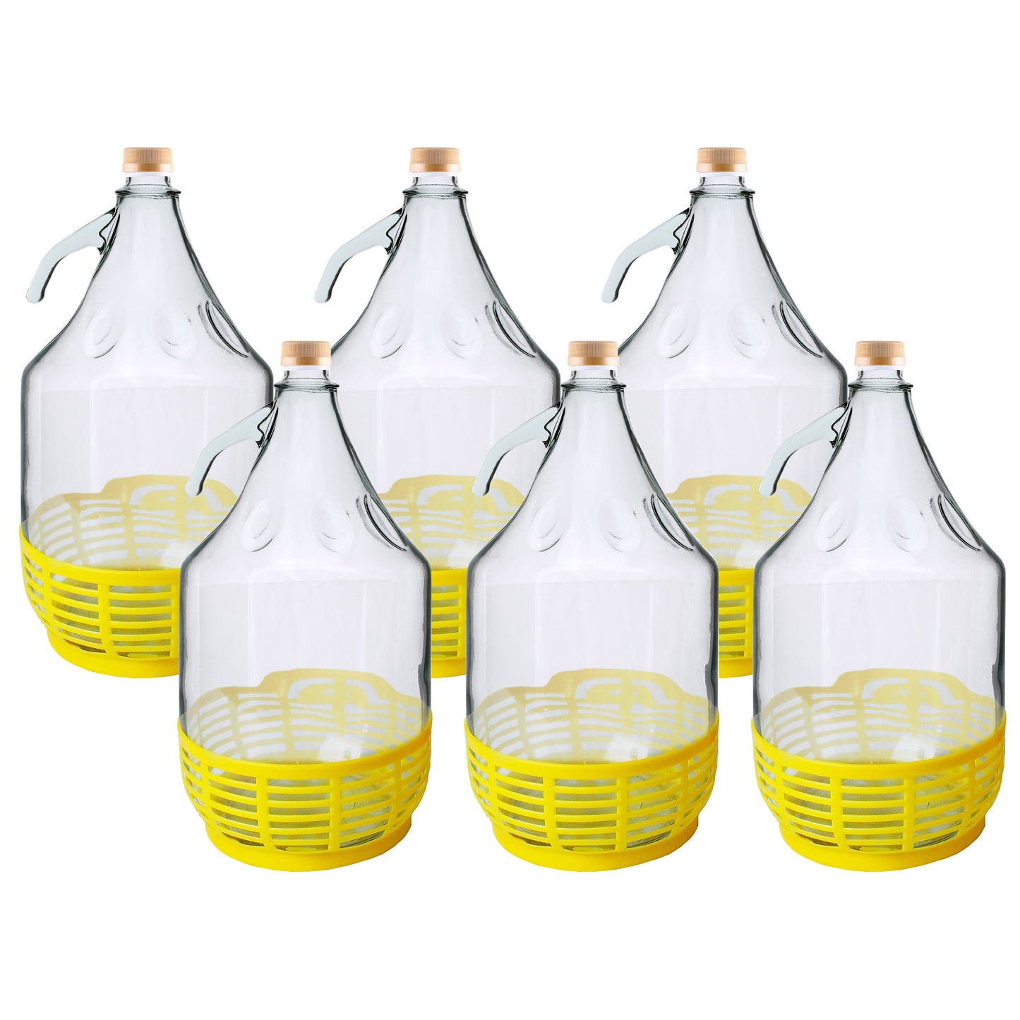 Glass Demijohn 5L With SCREW Top Cap & Yellow Protective Basket