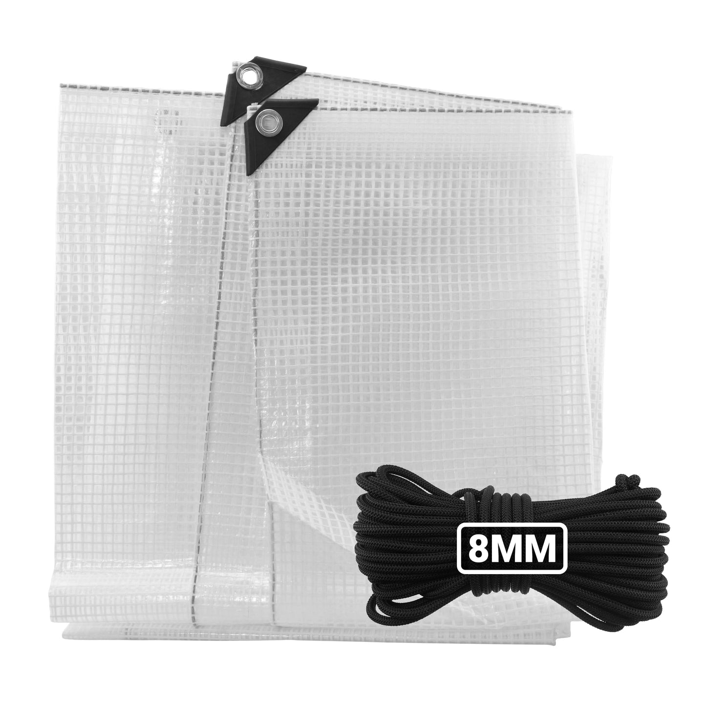 Clear M-Grade Tarpaulin with 10 Metres of 8mm Bungee Rope