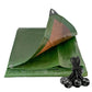 Green/Brown L-Grade Tarpaulin with 10 x 4" Bungee Balls (Black)