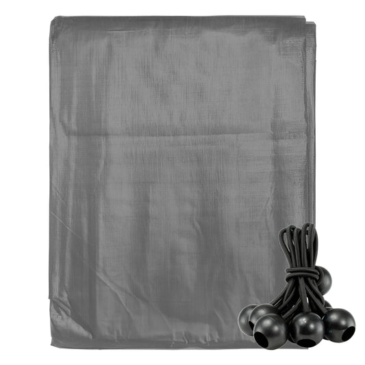 Grey L-Grade Tarpaulin with 10 x 6" Bungee Balls (Black)
