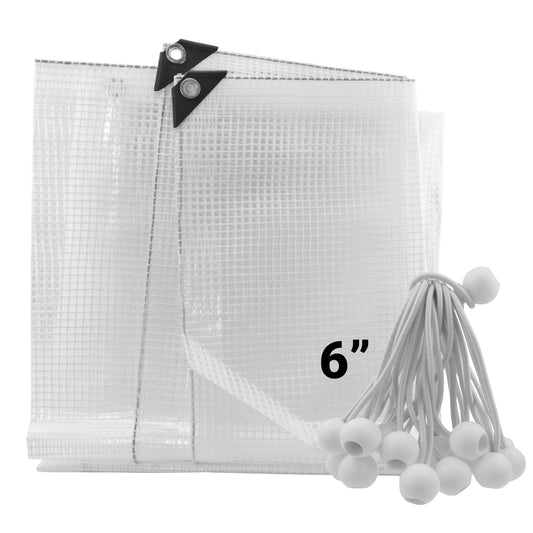 Clear XL-Grade Tarpaulin with 20 x 6" Bungee Balls (White)