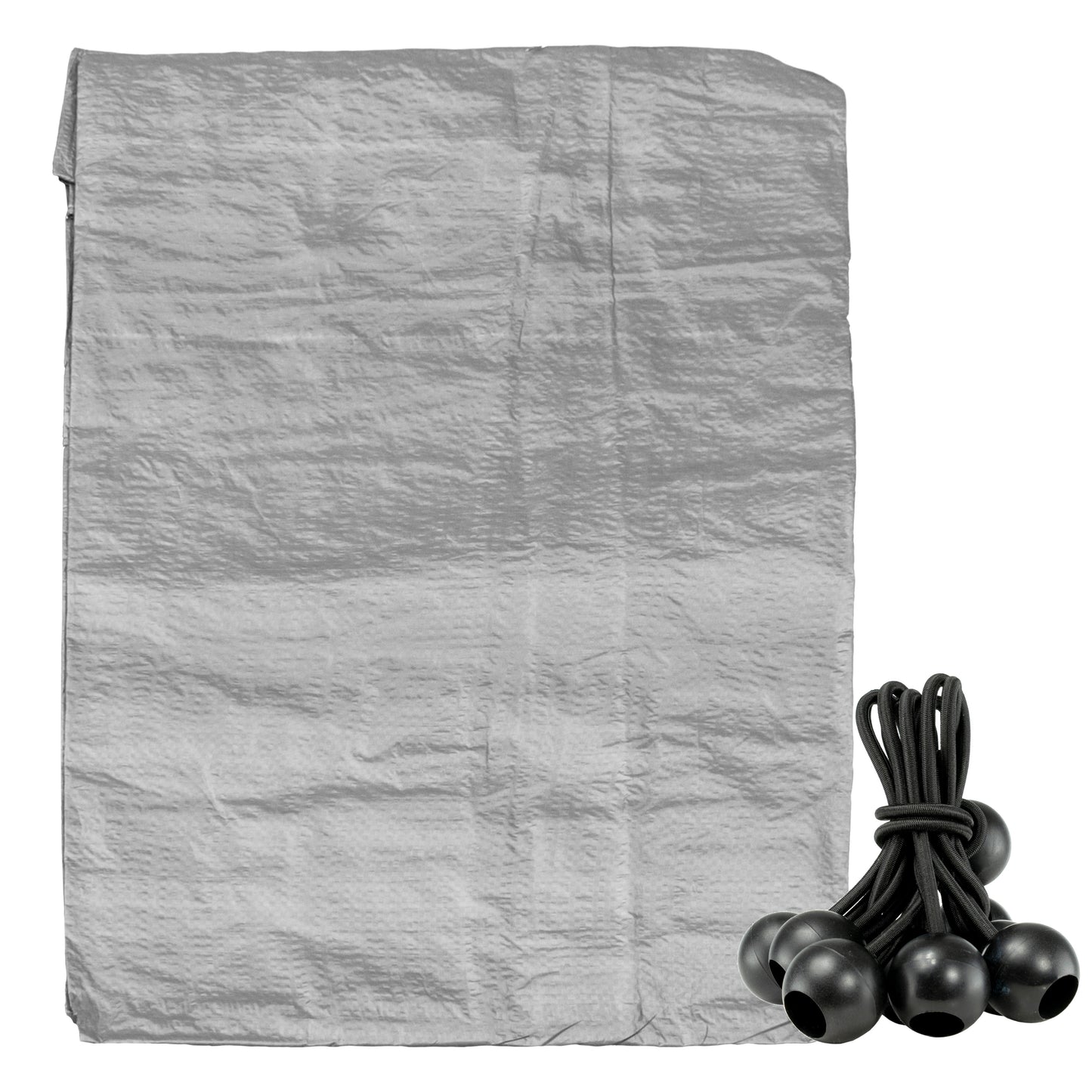 Grey S-Grade Tarpaulin with 10 x 4" Bungee Balls (Black)