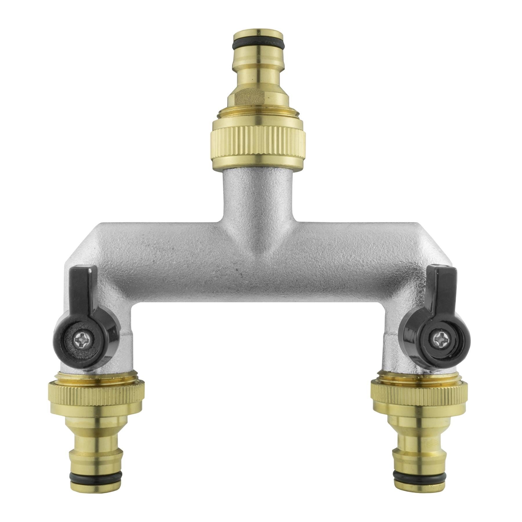 Two Way Tap Splitter Brass 3/4