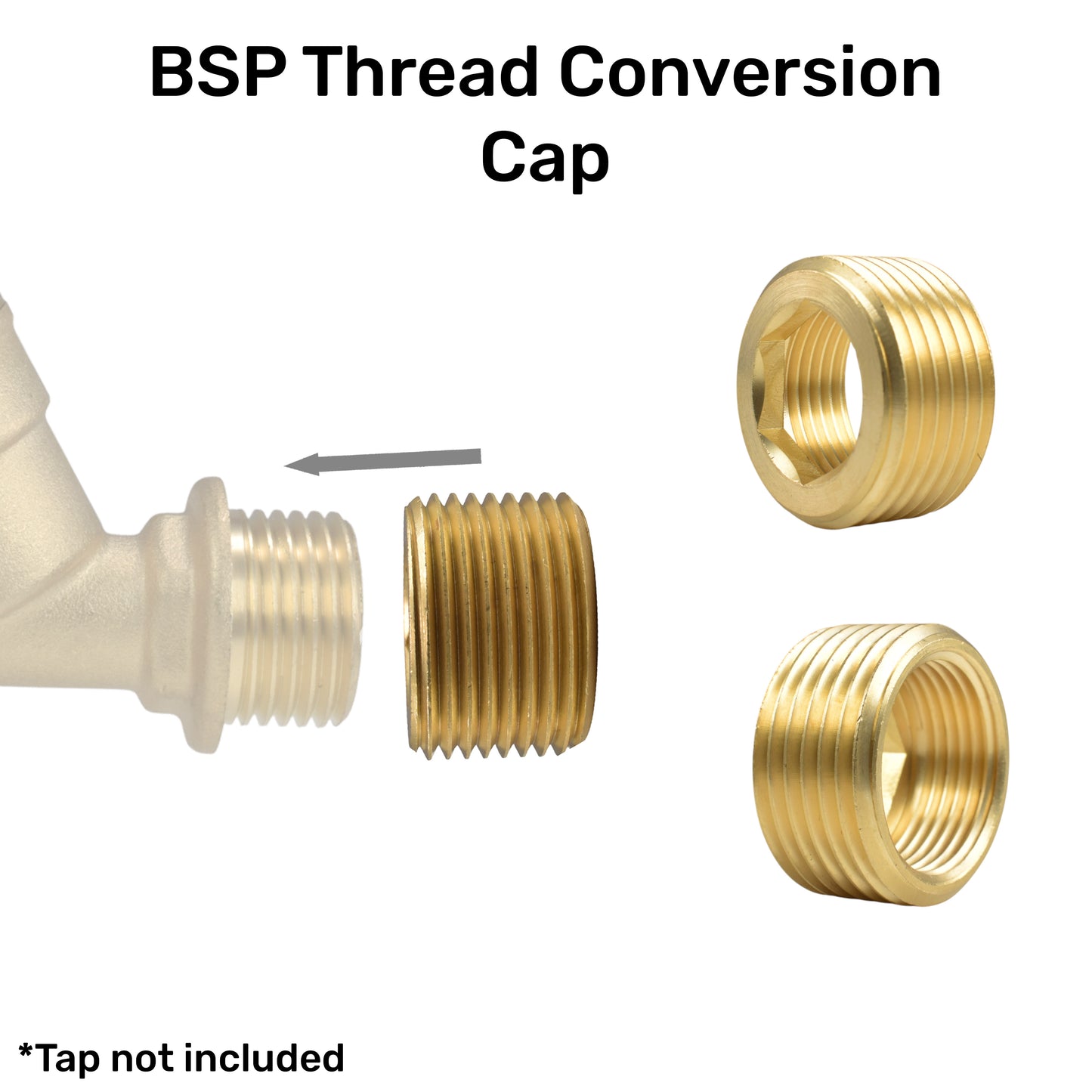 Thread Conversion Cap 1" BSPM - 3/4" BSPF, Brass