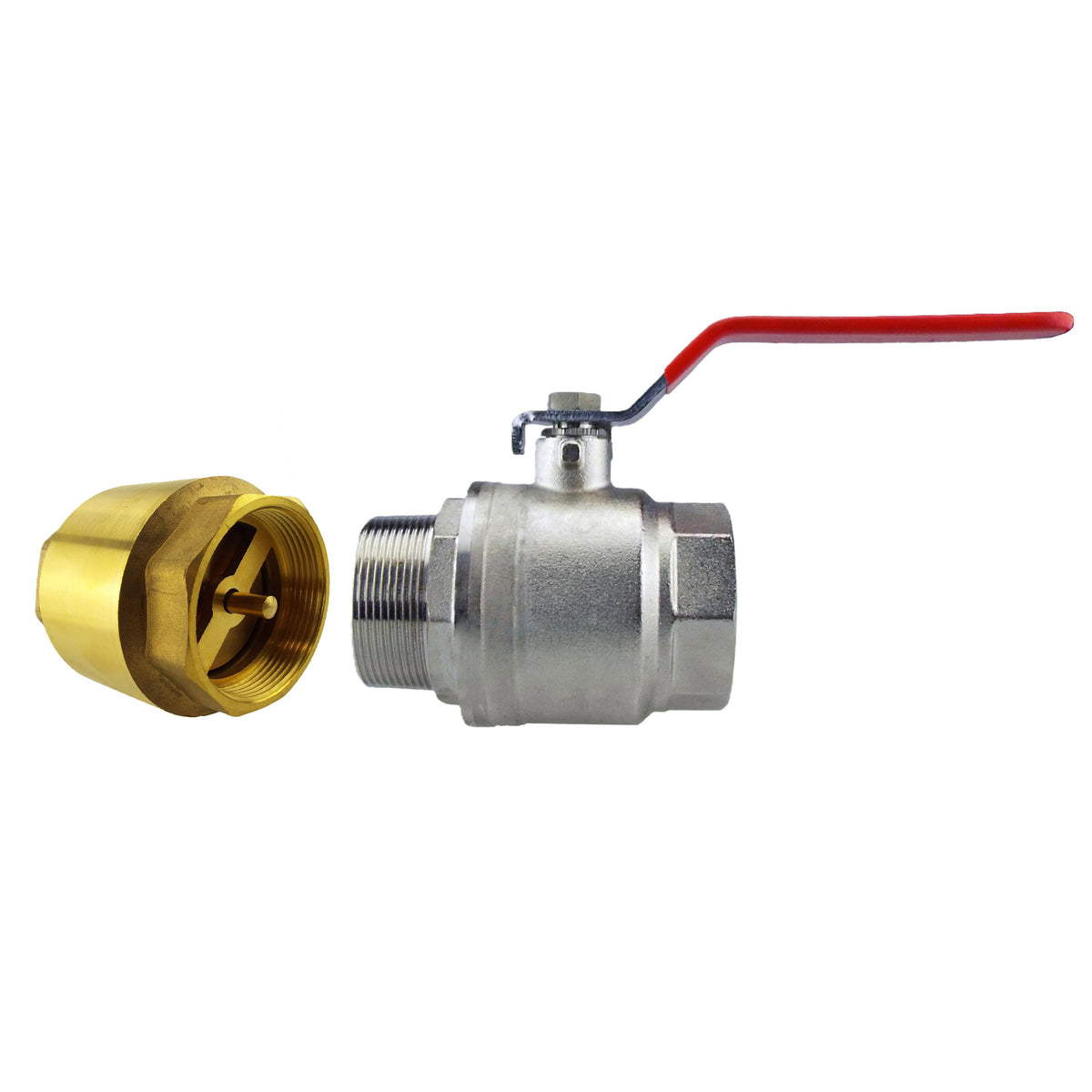 1/2” BSP Brass Nickel-Plated Lever Valve with Brass Spring Check Valve