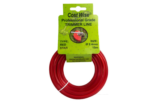 X001EOUAUT x1, Strimmer Line Red Star – 2.4 mm x 15 m Strimmer Wire – Ideal for Professional Trimming of Medium to Long Grass – Perfect Petrol Strimmer for Virtually All Strimmer Heads. Set by MYPURECORE