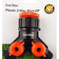 Double Tap Connector with Valves & Threaded Outlets Black/Orange
