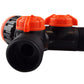 Double Tap Connector with Valves & Threaded Outlets Black/Orange