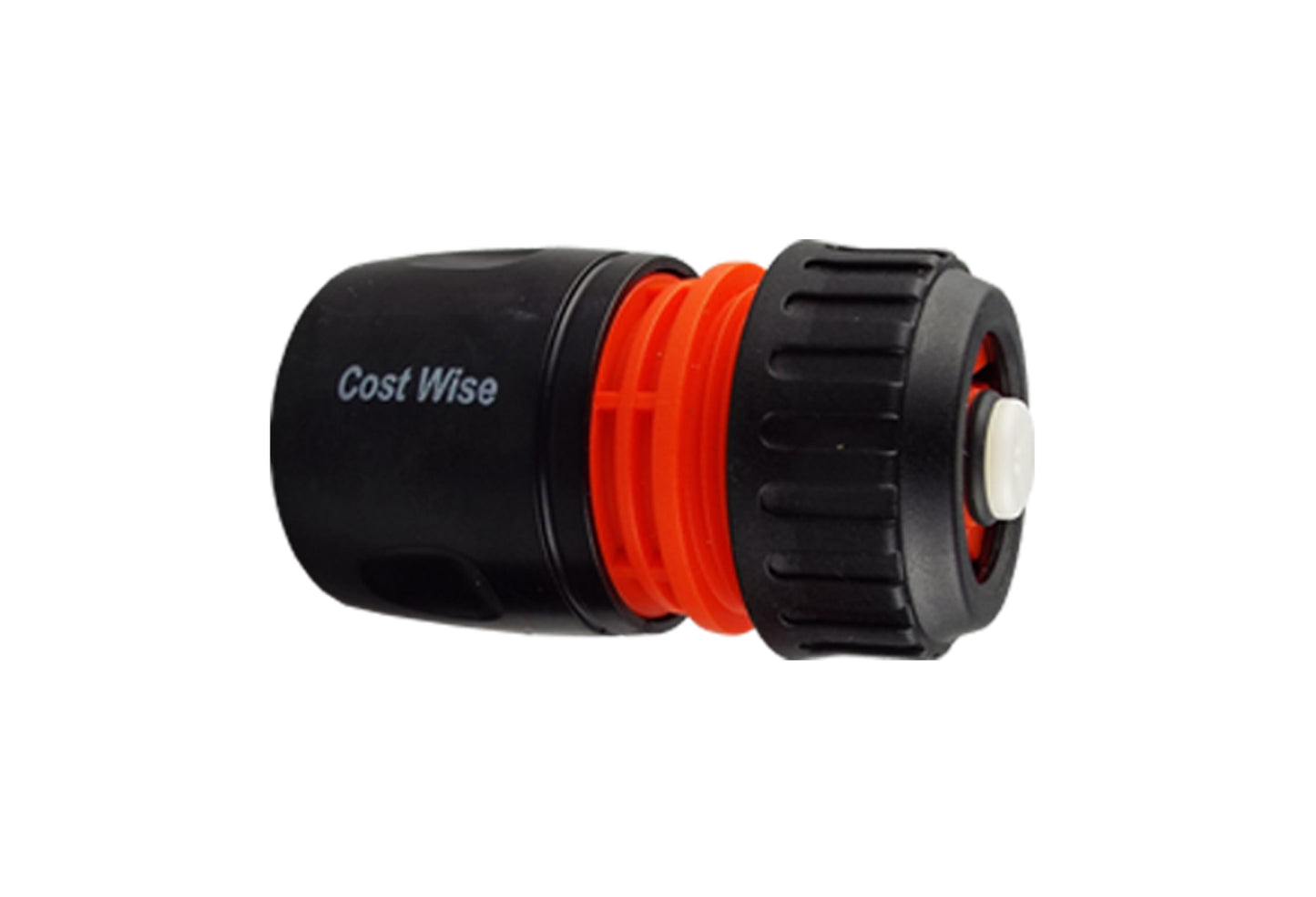 Female Hose Connector With Stop, 1/2" or 5/8" Hose, Black/Orange