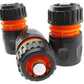 Female Hose Connector With Stop, 1/2" or 5/8" Hose, Black/Orange