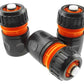 Female Hose Connector With Stop, 1/2" or 5/8" Hose, Black/Orange