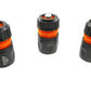 Female Hose Connector With Stop, 1/2" or 5/8" Hose, Black/Orange