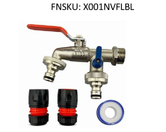 X001NVFLBL x1, 3/4" Brass Nickel Double Water Tap – Rust and Frost Resistant +2x Snap-On Connectors +2x Hose Connectors Hozelock Compatible + PTFE Tape – Ideal for Garden, Rain Barrel or Washing M. Set by MYPURECORE