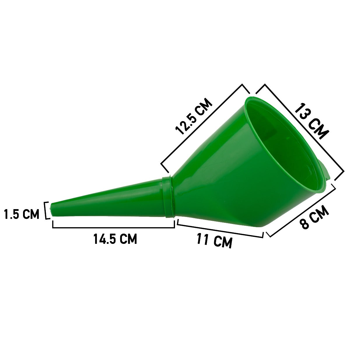 Angled Car Fuel Funnel with Filter, Green