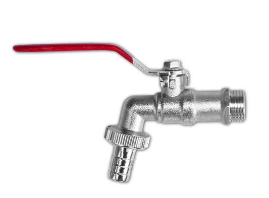 Garden Lever Tap Brass Nickle Plated 3/4" BSPM Inlet Barb Outlet Bradas