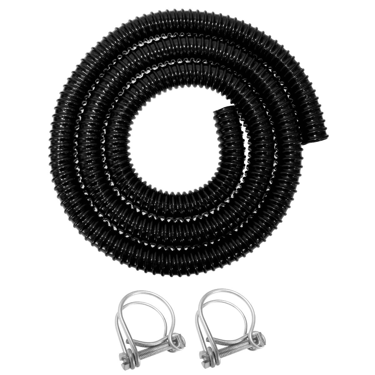 X001MZHH2J x16, Corrugated Flexible Hose Pond Pipe 25mm / 1"– 5-Meter with Advanced Double-Wired Hose Clips for Pond Pumps, Filters, Drainage – Corrugated Water Butt Connector Pipe - Black. Set by MYPURECORE