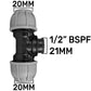 MDPE Tee 20mm and Nylon Garden Tap with Barb Outlet