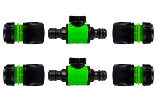 X001L0052J x1,	in-Line Valve Kit Hose Connector Pack of 2 – Hozelock Compatible Connector for Gardening, Watering, Irrigation – Garden Hose Pipe Shut Off Valve – Heavy Duty and Durable. Set by MYPURECORE