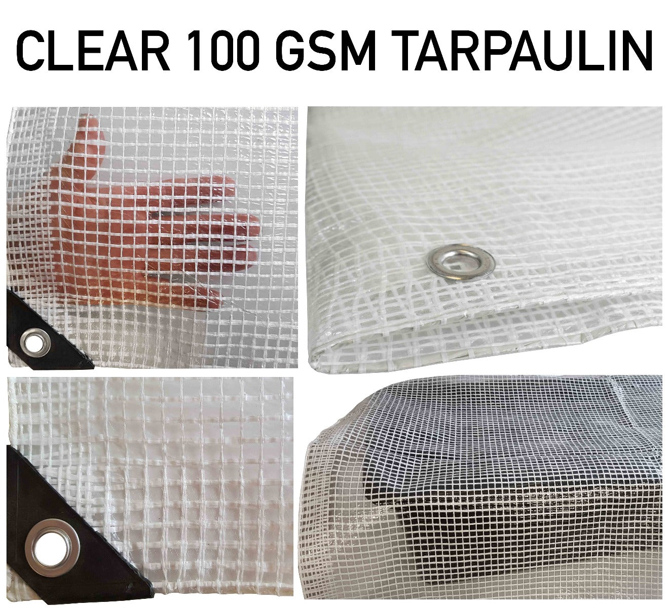 X001MQERFD x8, MYPURECORE Clear Waterproof Tarpaulin – Heavy Duty 100GSM Multi-Purpose Tarp – Ideal for Caravan, Garden, Car and Outdoor Protection – UV, Dust, Rain, Snow Resistant – Transparent Cover (5mx5m)
