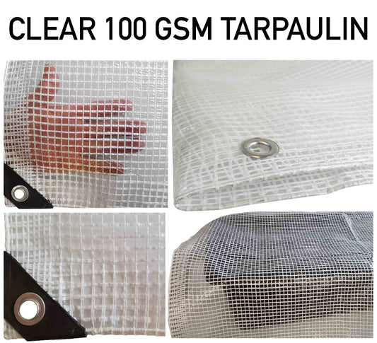 X001MQERFD x8, MYPURECORE Clear Waterproof Tarpaulin – Heavy Duty 100GSM Multi-Purpose Tarp – Ideal for Caravan, Garden, Car and Outdoor Protection – UV, Dust, Rain, Snow Resistant – Transparent Cover (5mx5m)