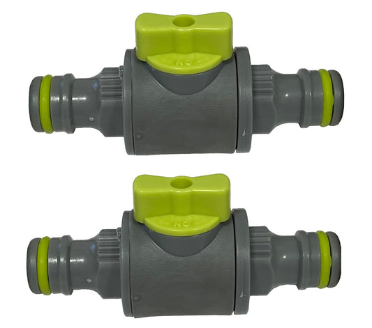 X001N5UT9L x1, in-Line quick release shut off valve kit compatible with Hozelock Pack of 2 – Fits all Hozelock female connectors – Garden Hose Pipe Shut Off Valve – Heavy Duty and Durable Kit. Set by MYPURECORE